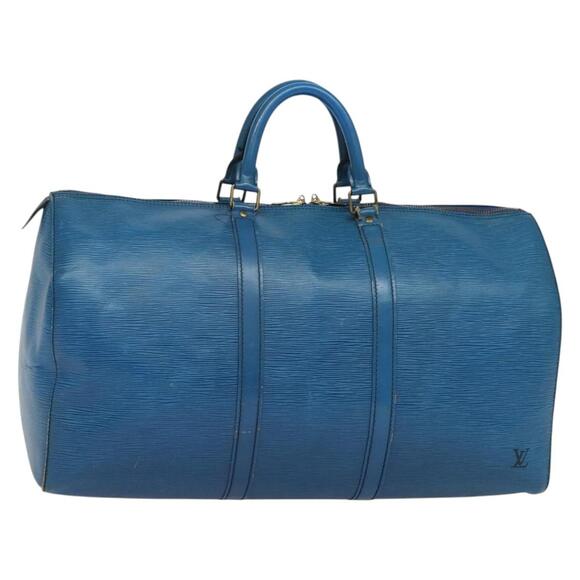 LOUIS VUITTON Epi Keepall 50 Boston Bag Blue M42965 - Picture 1 of 16